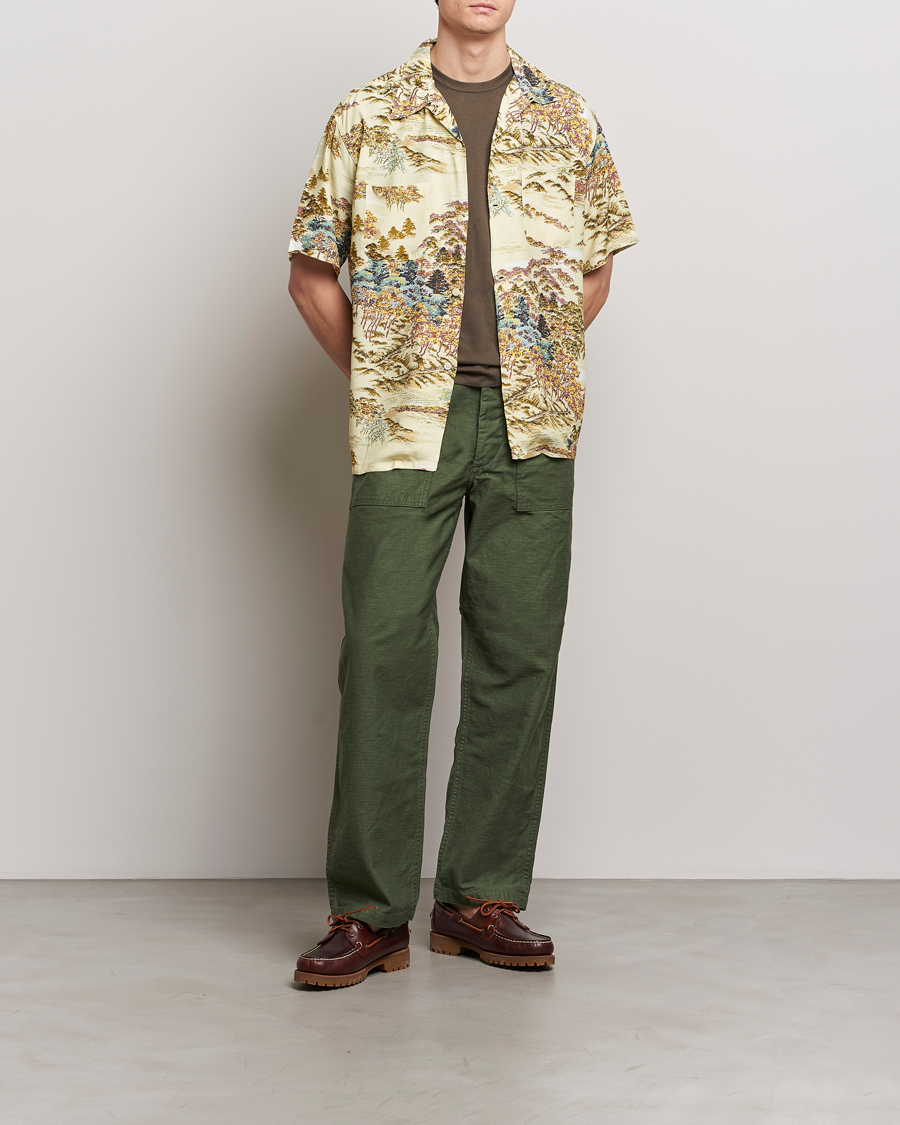 Herren | Hemden | orSlow | Printed Rayon Camp Shirt Yellow