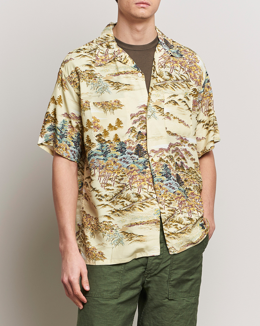 Herren | Hemden | orSlow | Printed Rayon Camp Shirt Yellow