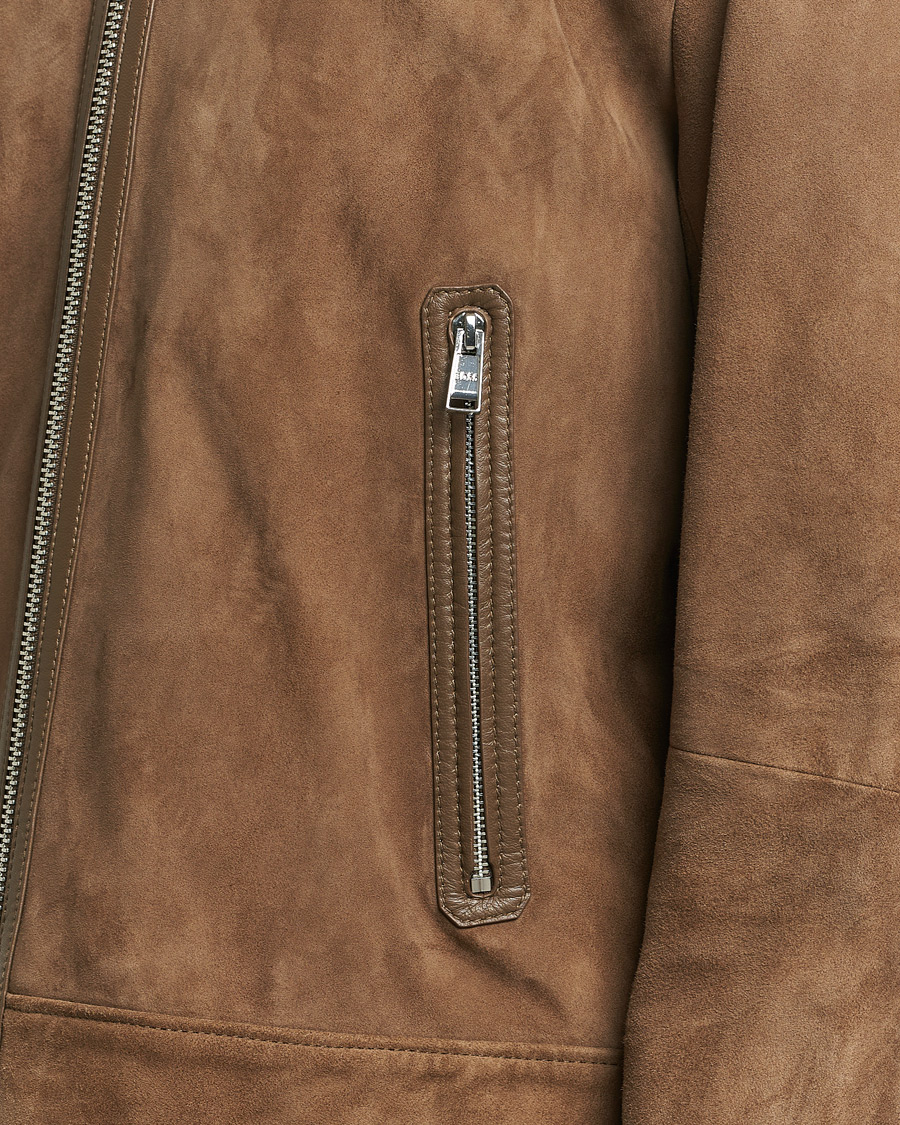 Herren | Jacken | BOSS BLACK | Malbano Leather Jacket Open Brown