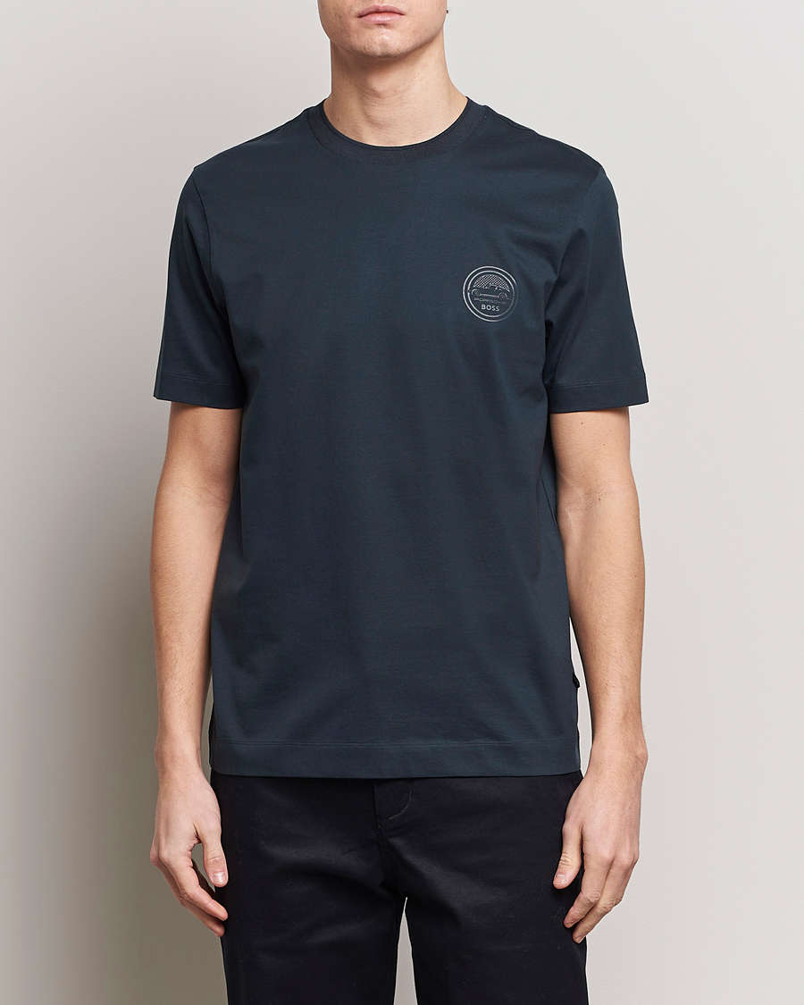 Herren | Kurzarm T-Shirt | BOSS BLACK | Porsche Thompson T-Shirt Dark Blue