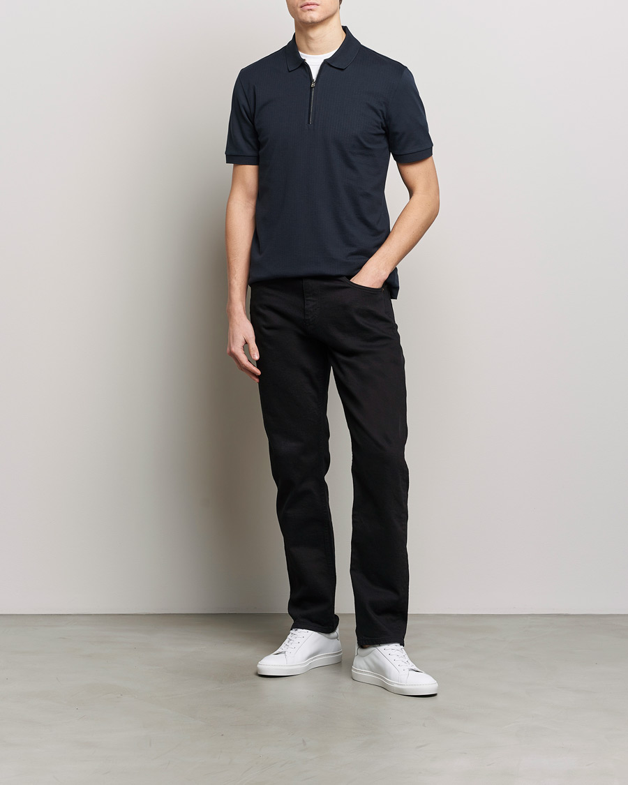Herren | Poloshirts | BOSS BLACK | Polston Half-Zip Piké Dark Blue
