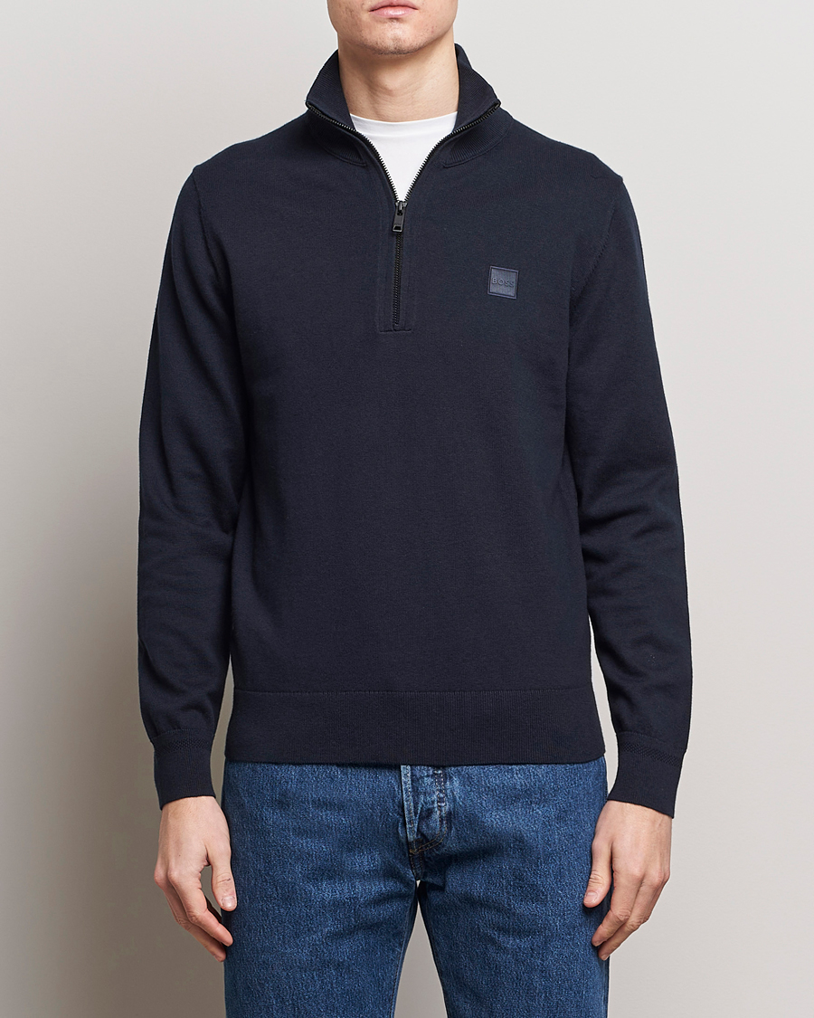 Herren | Pullover | BOSS ORANGE | Kanobix Knitted Half-Zip Dark Blue