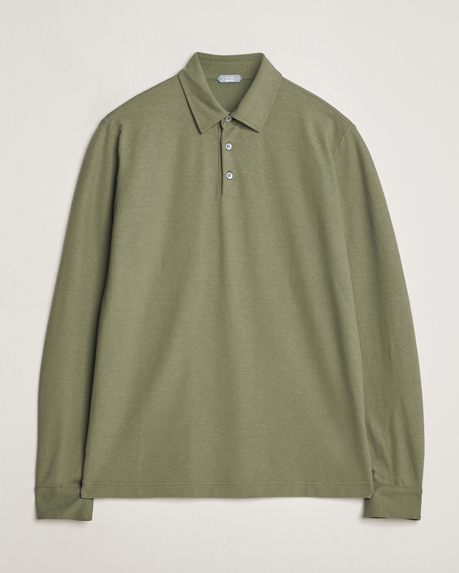 Herren | Pullover | Zanone | Ice Cotton Long Sleeve Polo Olive