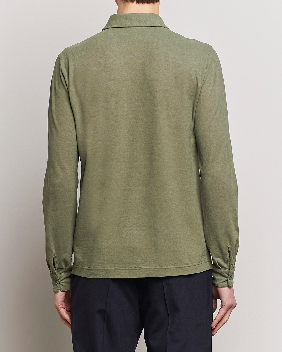 Herren | Pullover | Zanone | Ice Cotton Long Sleeve Polo Olive