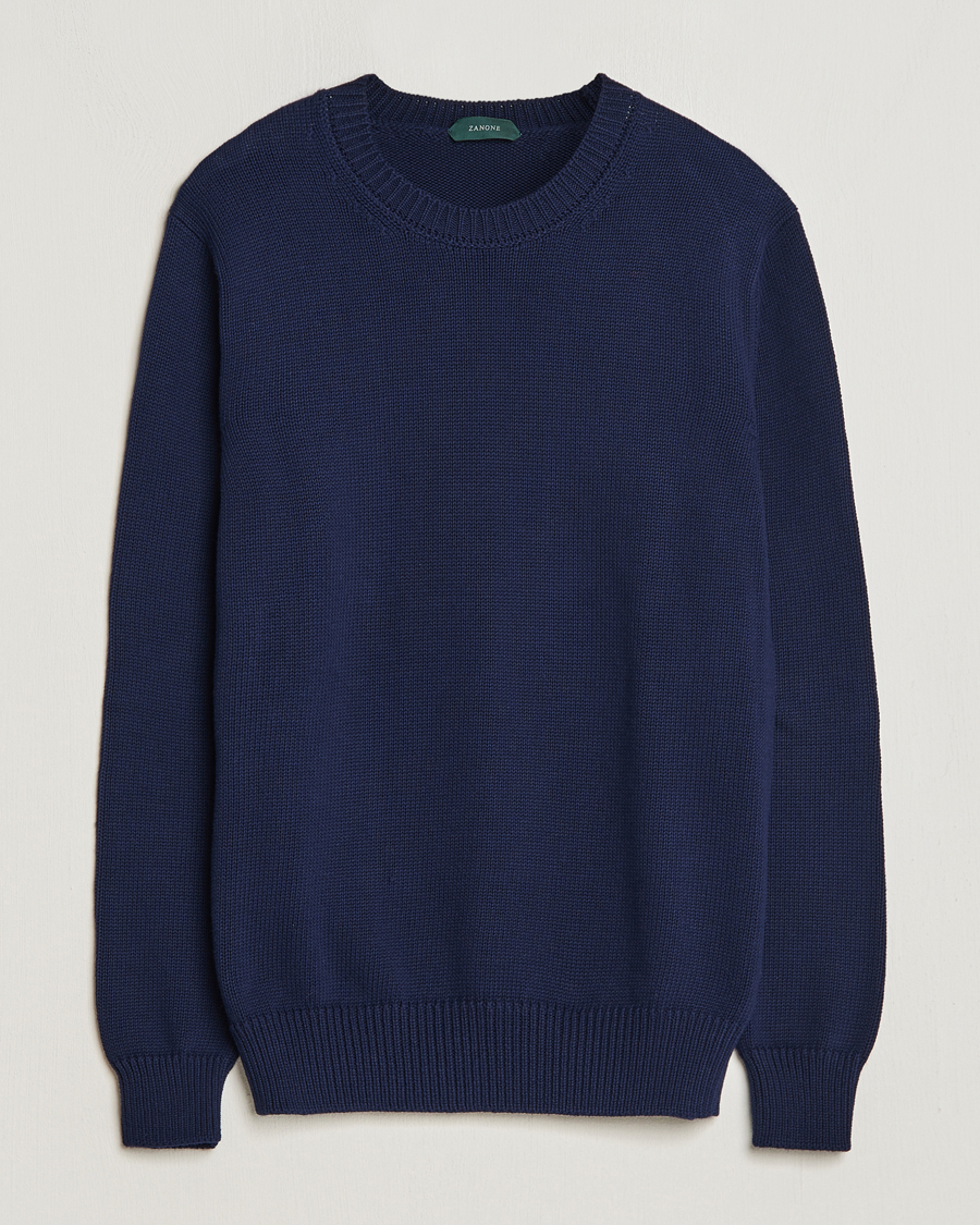 Herren | Pullover | Zanone | Soft Cotton Crewneck Sweater Navy