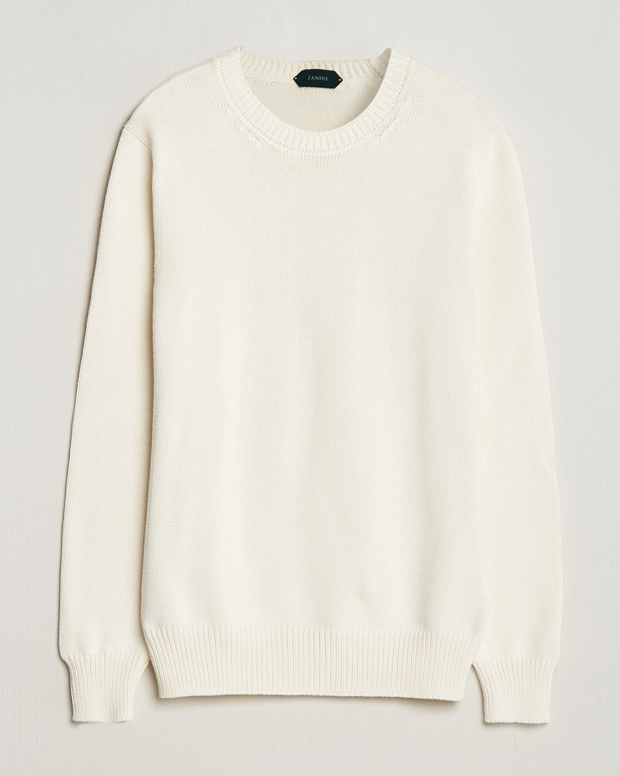 Herren | Pullover | Zanone | Soft Cotton Crewneck Sweater Off White