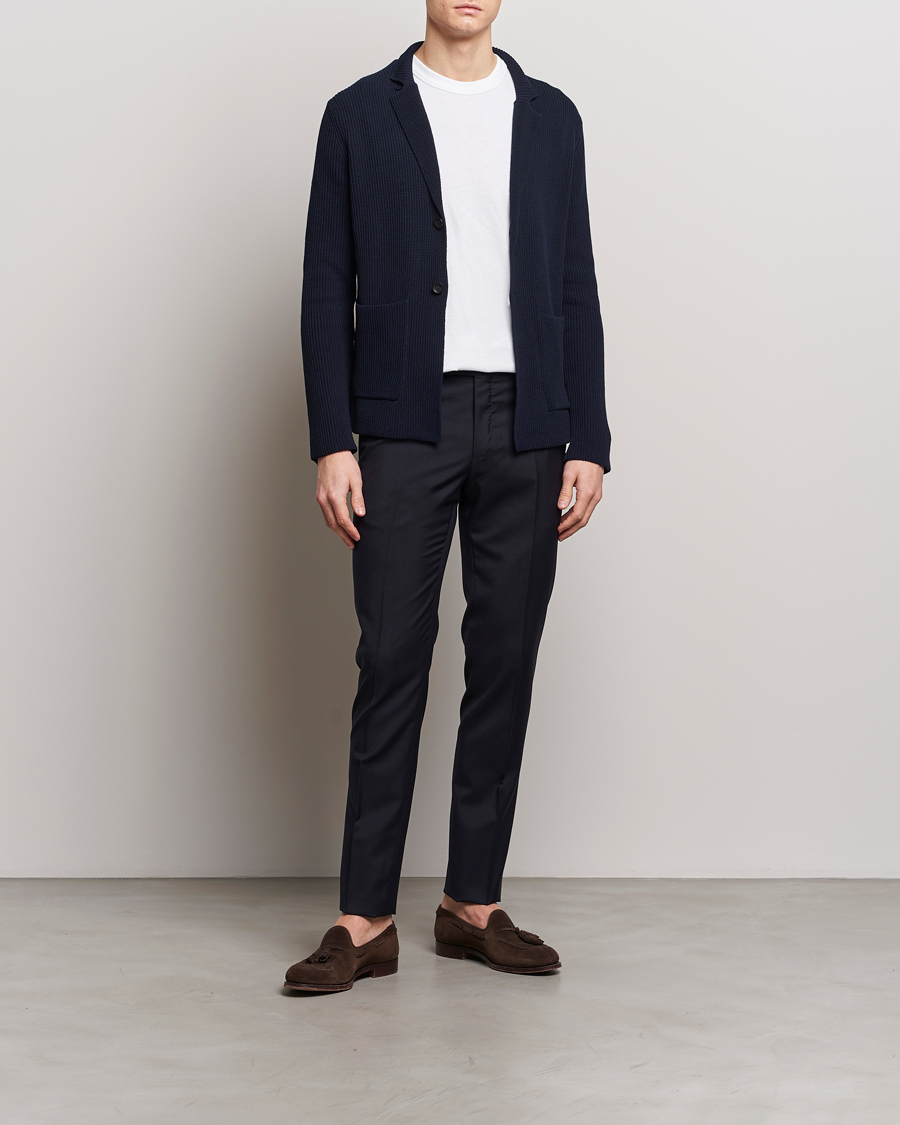 Herren | Sakkos | Zanone | Cotton Rib Knitted Blazer Navy