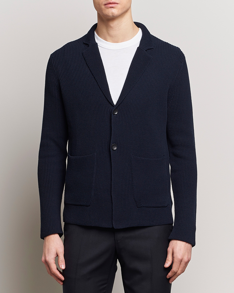 Herren | Kleidung | Zanone | Cotton Rib Knitted Blazer Navy