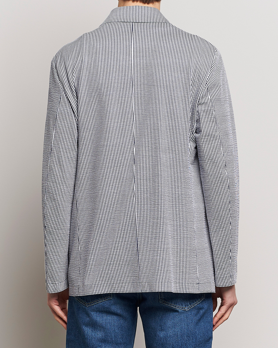 Herren | Sakkos | Harris Wharf London | Coolmax Striped Seersucker Drop Shoulder Blazer Blue/Cream