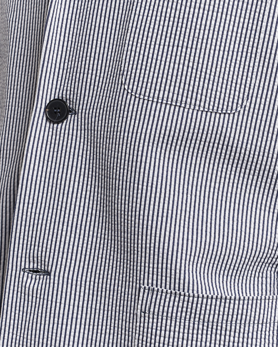 Herren | Sakkos | Harris Wharf London | Coolmax Striped Seersucker Drop Shoulder Blazer Blue/Cream