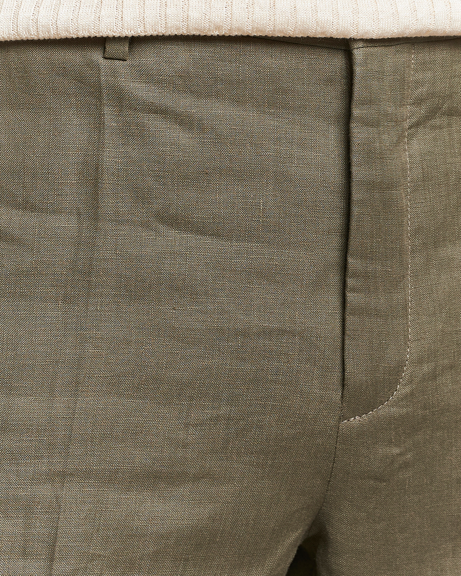 Herren | Hosen | Incotex | Straight Fit Pure Linen Trousers Military
