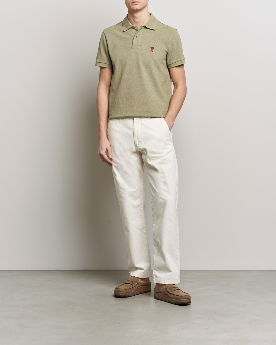 Herren | Poloshirts | AMI | Heart Logo Piquet Polo Heather Sage