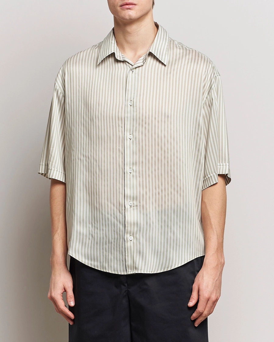 Herren | Freizeithemden | AMI | Boxy Fit Striped Short Sleeve Shirt Chalk/Sage