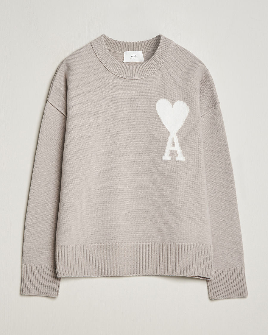 Herren | Pullover | AMI | Big Heart Wool Sweater Light Beige