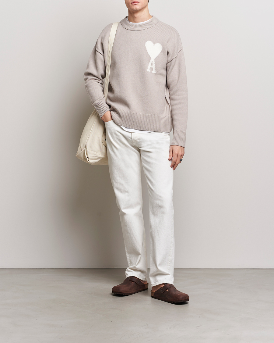 Herren | Pullover | AMI | Big Heart Wool Sweater Light Beige