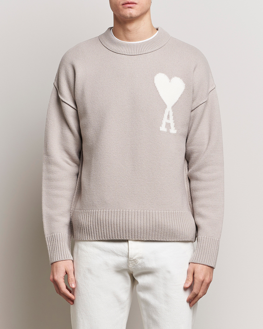 Herren | Pullover | AMI | Big Heart Wool Sweater Light Beige