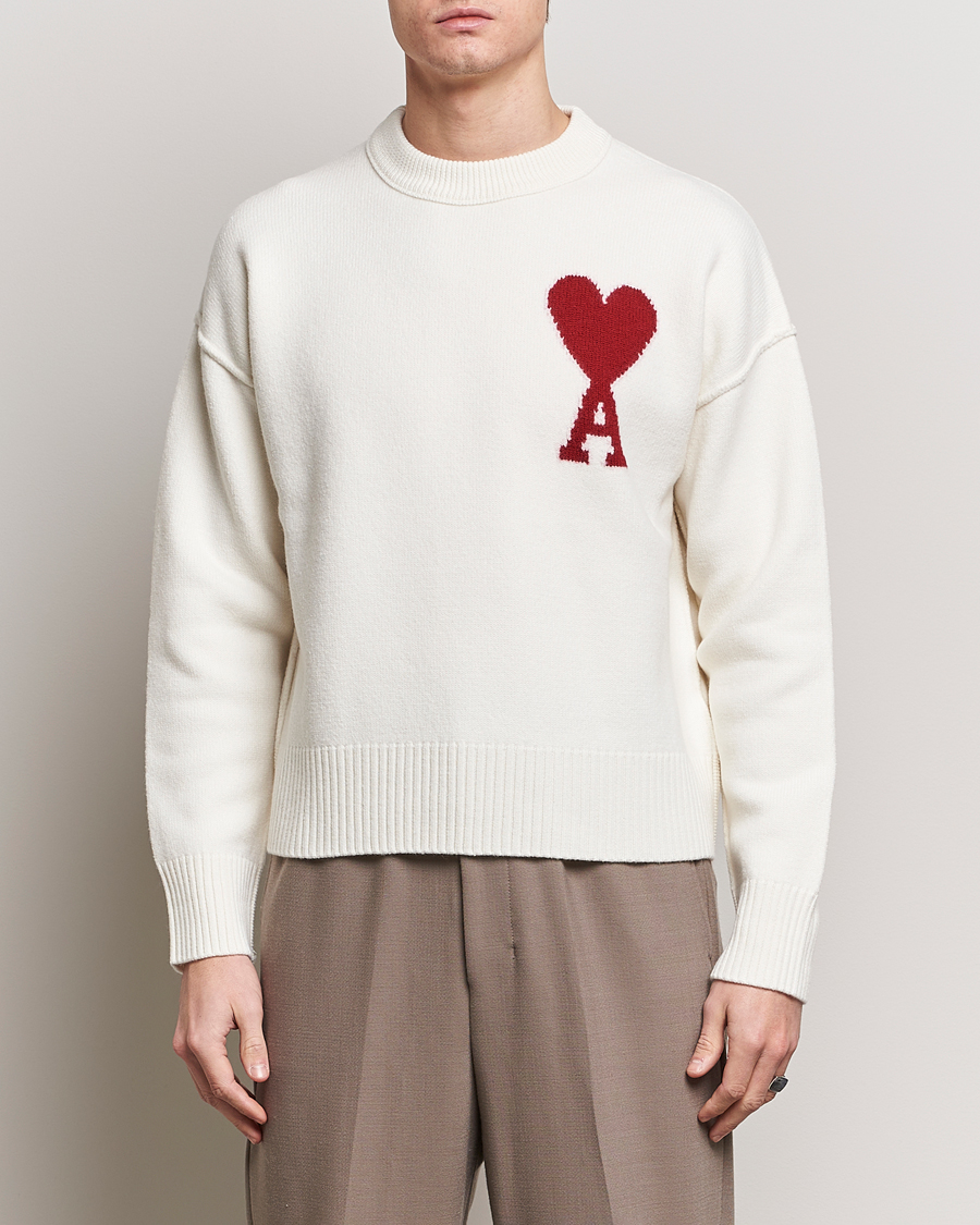 Herren | Kleidung | AMI | Big Heart Wool Sweater Off White