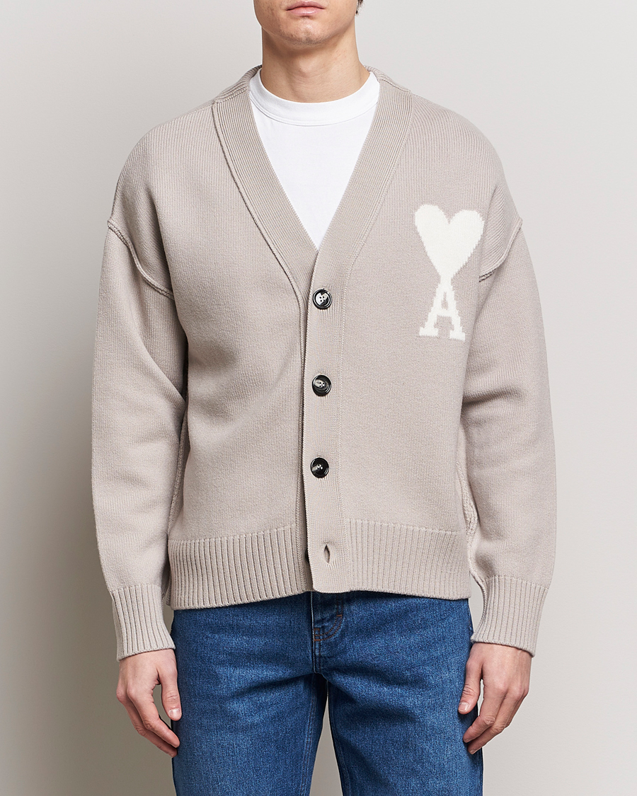 Herren | Kleidung | AMI | Big Heart Wool Cardigan Light Beige