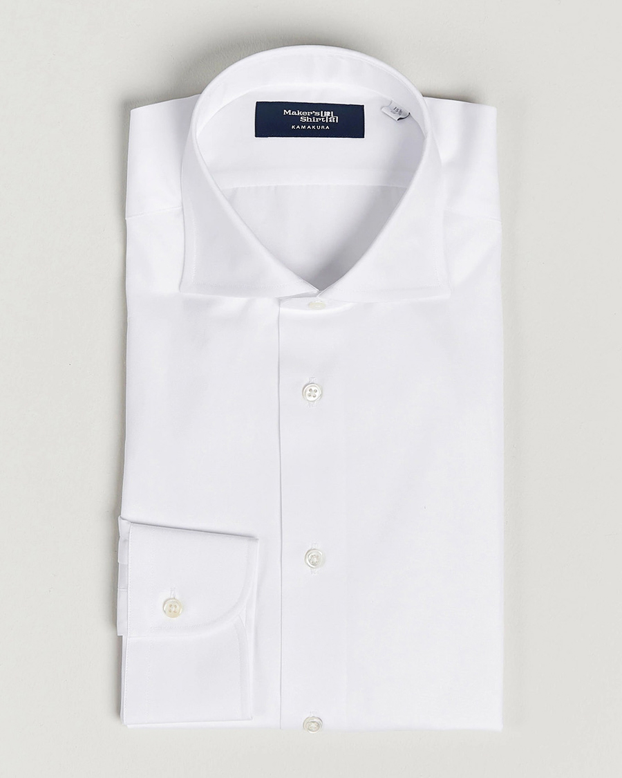 Herren | Hemden | Kamakura Shirts | Slim Fit Broadcloth Dress Shirt White