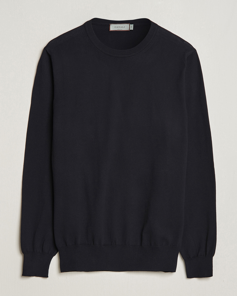 Herren | Pullover | Canali | Cotton Crew Neck Pullover Black