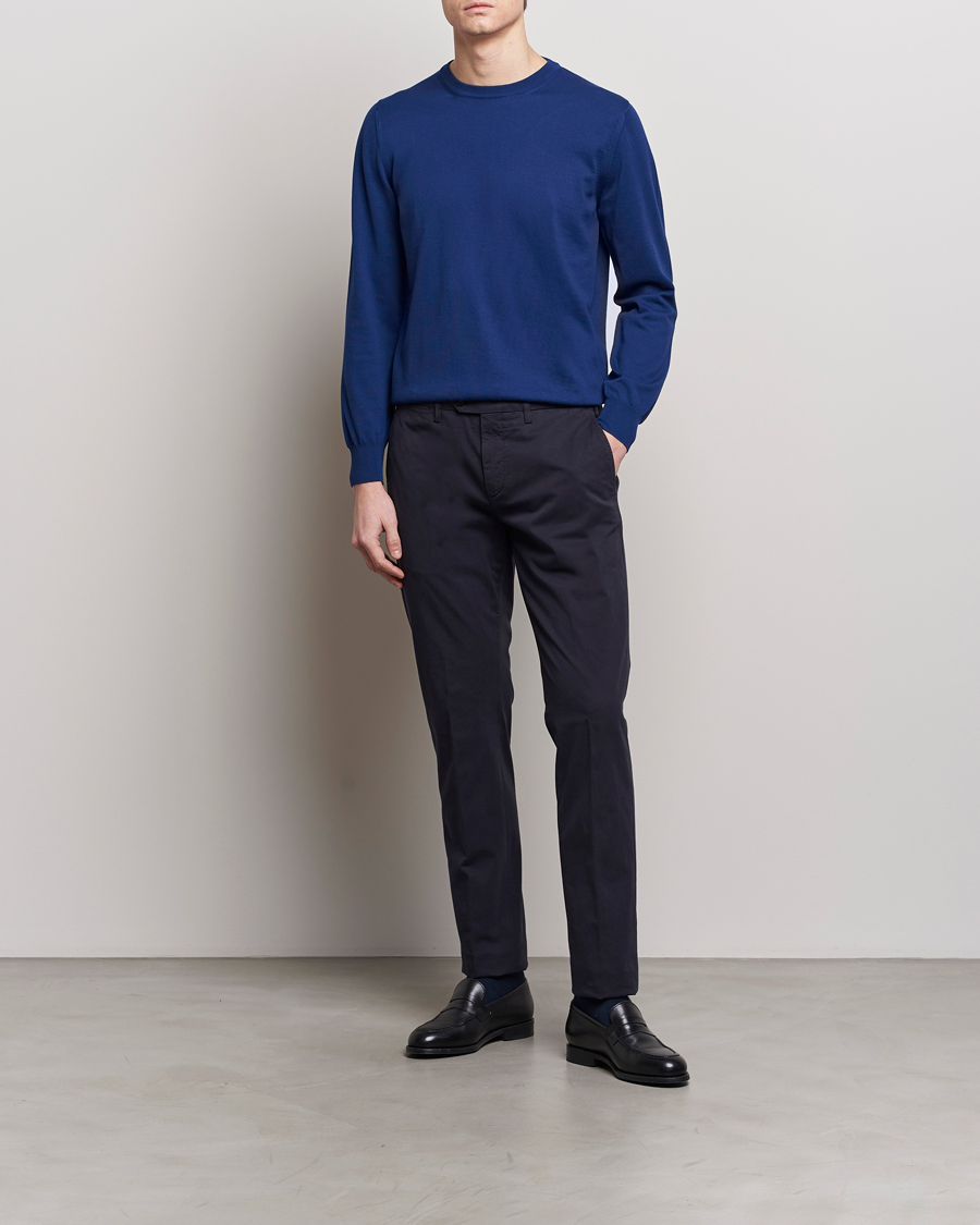 Herren | Pullover | Canali | Cotton Crew Neck Pullover Royal Blue