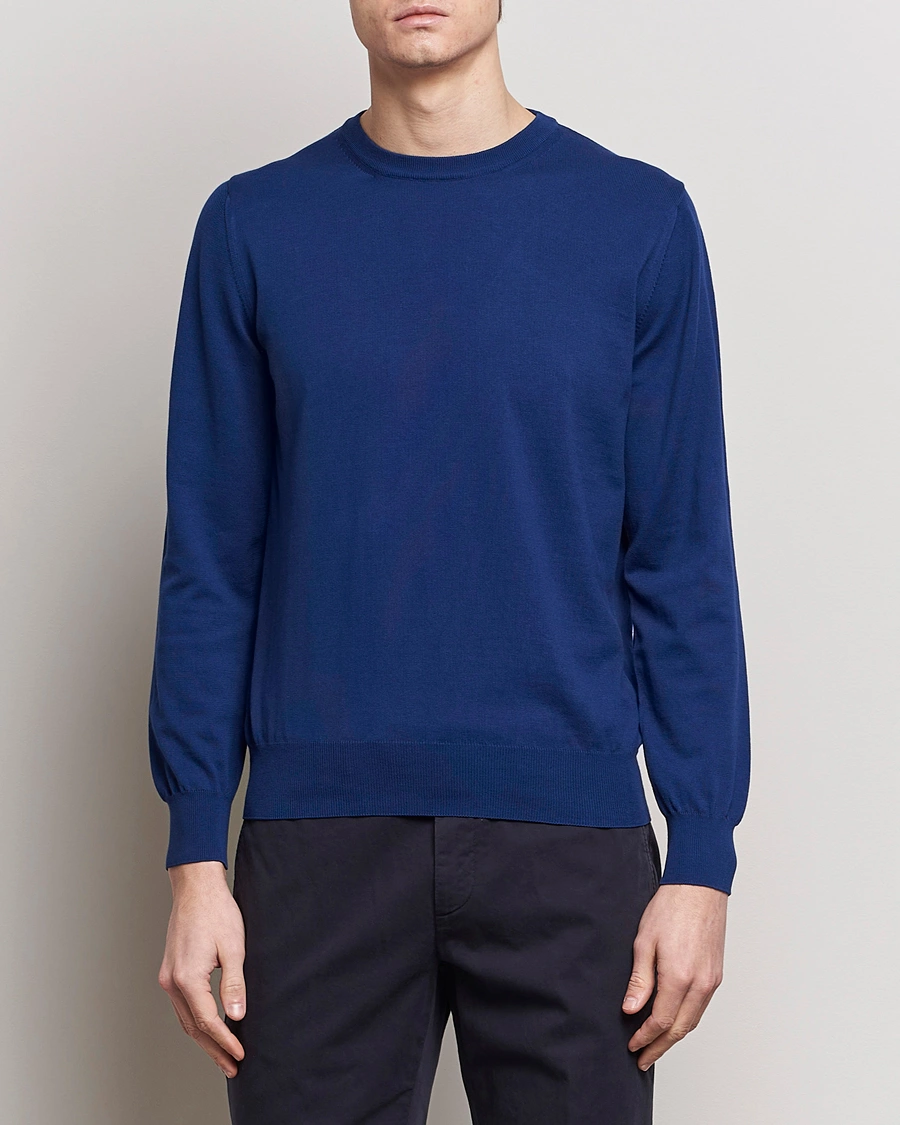 Herr |  | Canali | Cotton Crew Neck Pullover Royal Blue