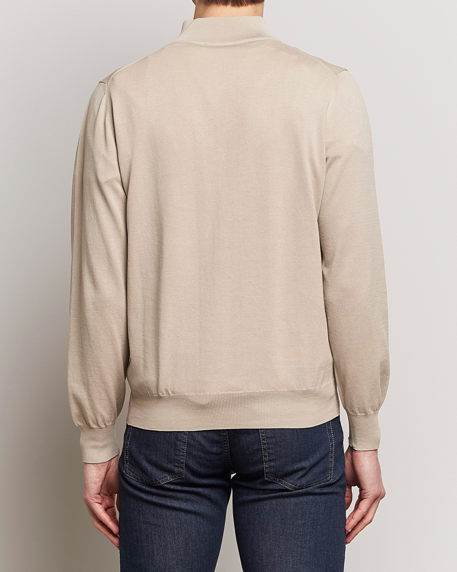 Herren | Pullover | Canali | Cotton Half Zip Sweater Beige
