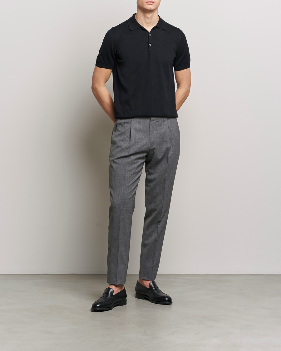Herren | Poloshirts | Canali | Cotton Short Sleeve Polo Black