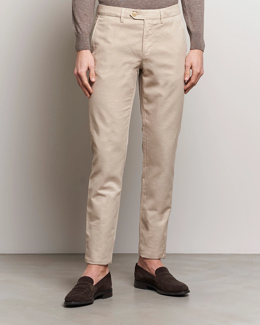 Herren | Business & Beyond | Canali | Cotton/Linen Trousers Light Beige