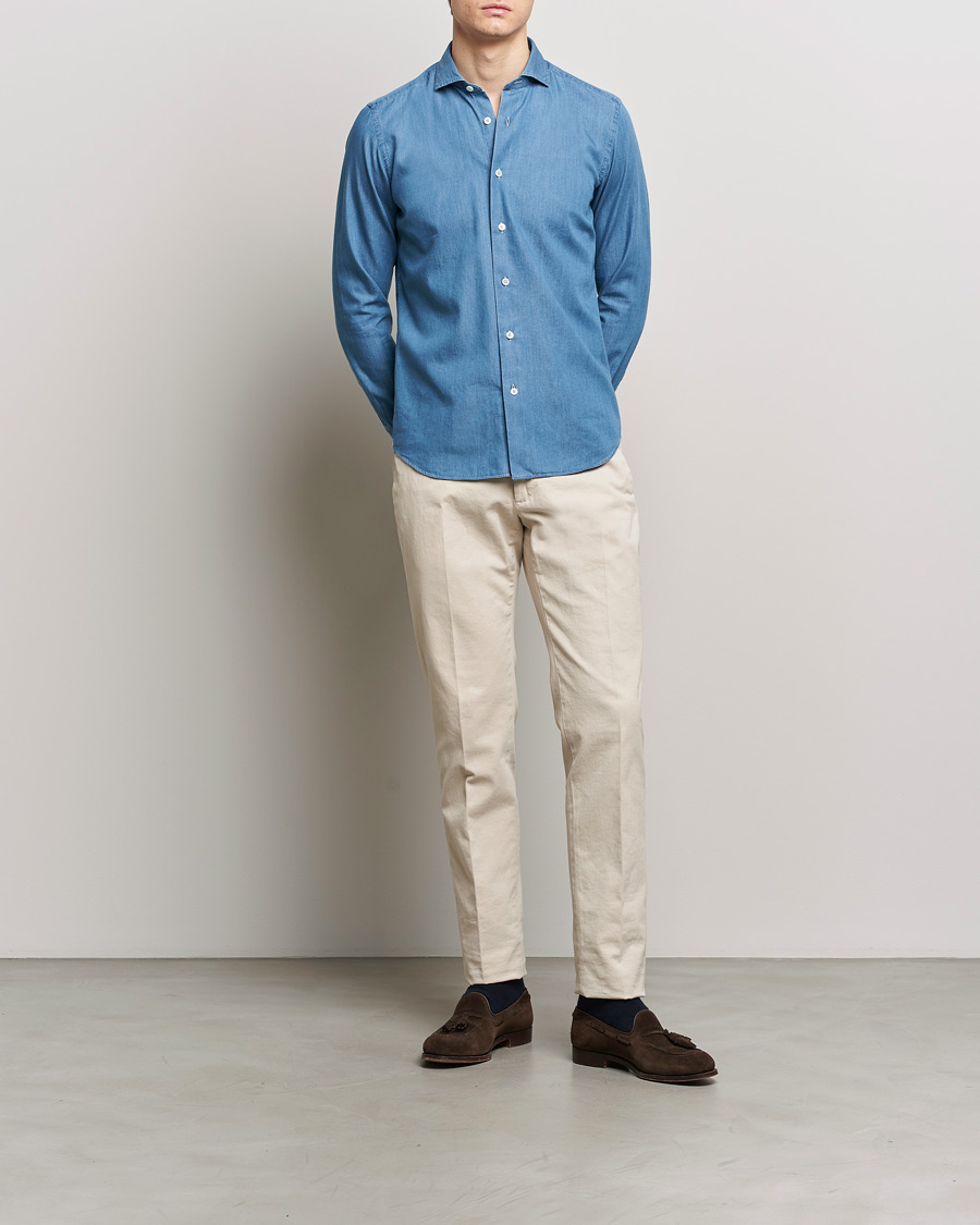 Herren | Hemden | Grigio | Denim Shirt Medium Blue