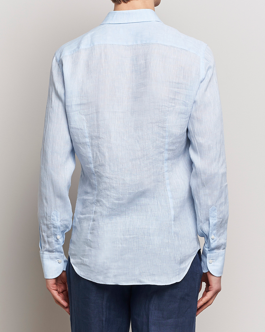 Herren | Hemden | Grigio | Linen Casual Shirt Light Blue