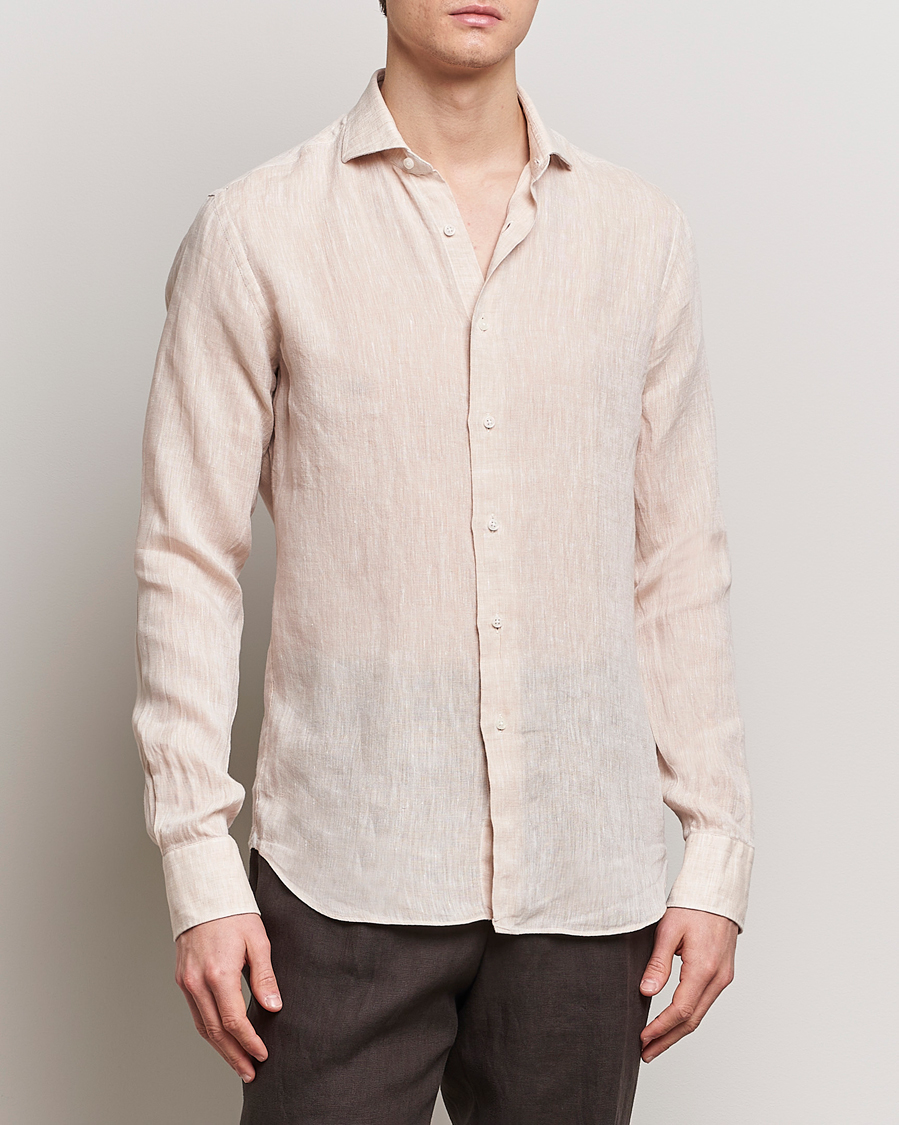 Herren | Leinenhemden | Grigio | Linen Casual Shirt Beige