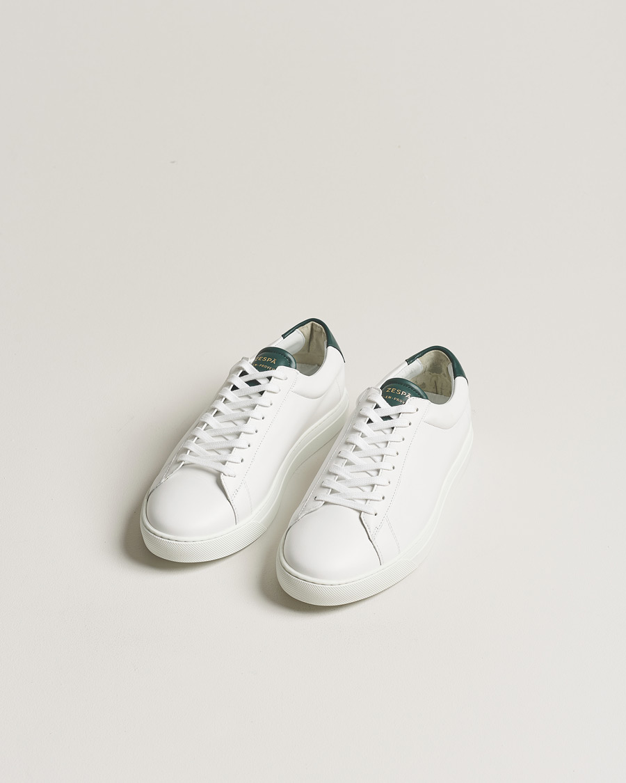 Herren | Zespà ZSP4 Nappa Leather Sneakers White/Dark Green | Zespà | ZSP4 Nappa Leather Sneakers White/Dark Green