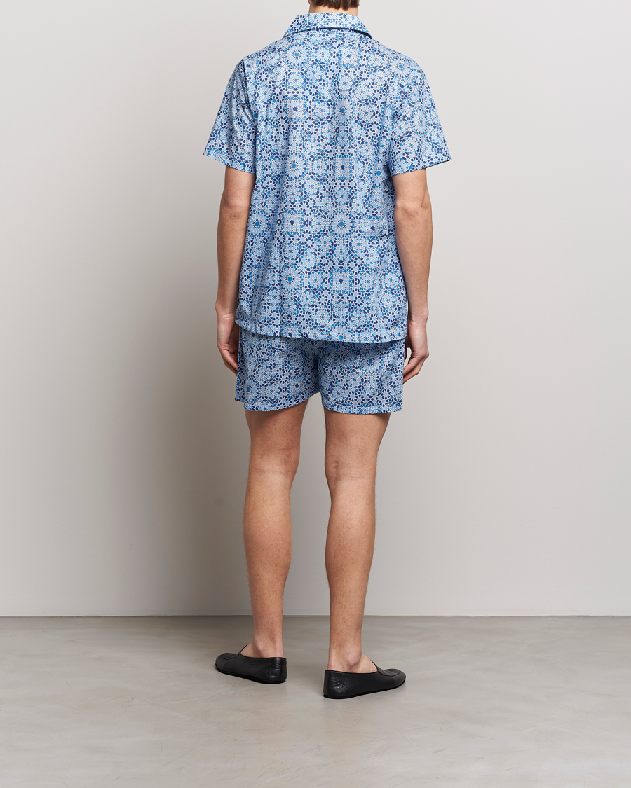 Herr | Pyjamas & Morgonrockar | Derek Rose | Shortie Printed Cotton Pyjama Set Blue