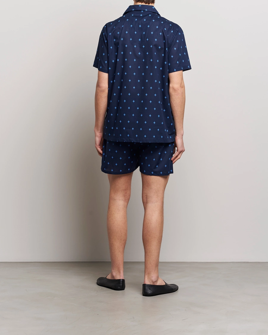 Herr | Pyjamas & Morgonrockar | Derek Rose | Shortie Printed Cotton Pyjama Set Navy