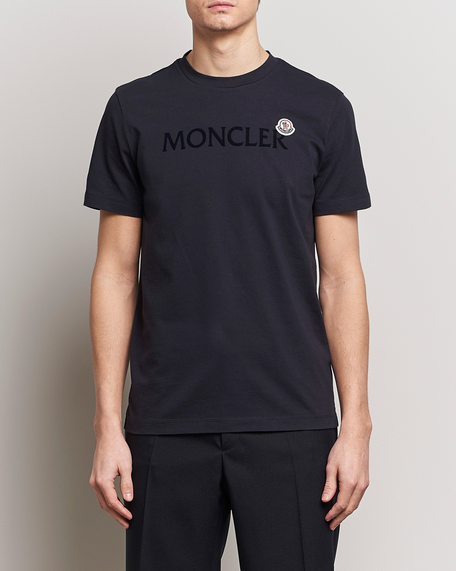 Herren | Kurzarm T-Shirt | Moncler | Lettering Logo T-Shirt Navy