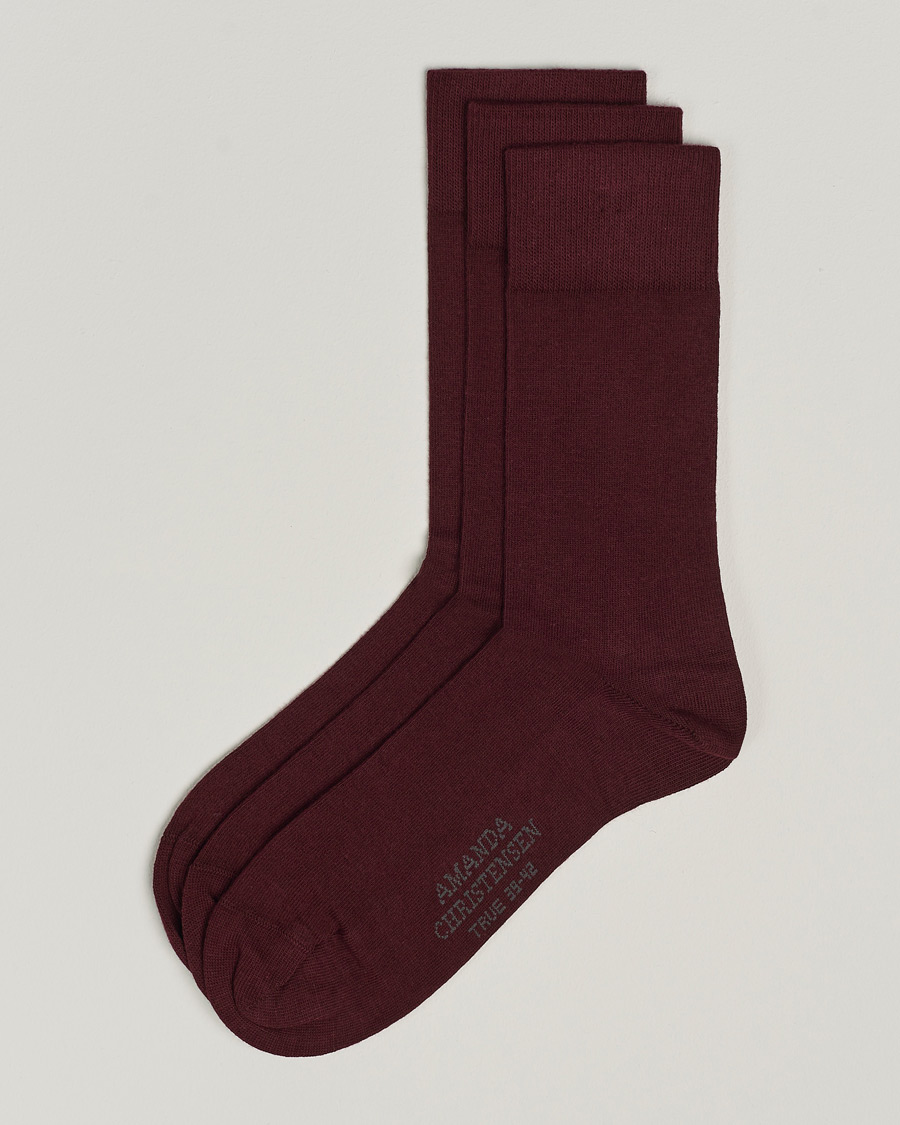 Herren | Unterwäsche | Amanda Christensen | 3-Pack True Cotton Socks Bordeaux
