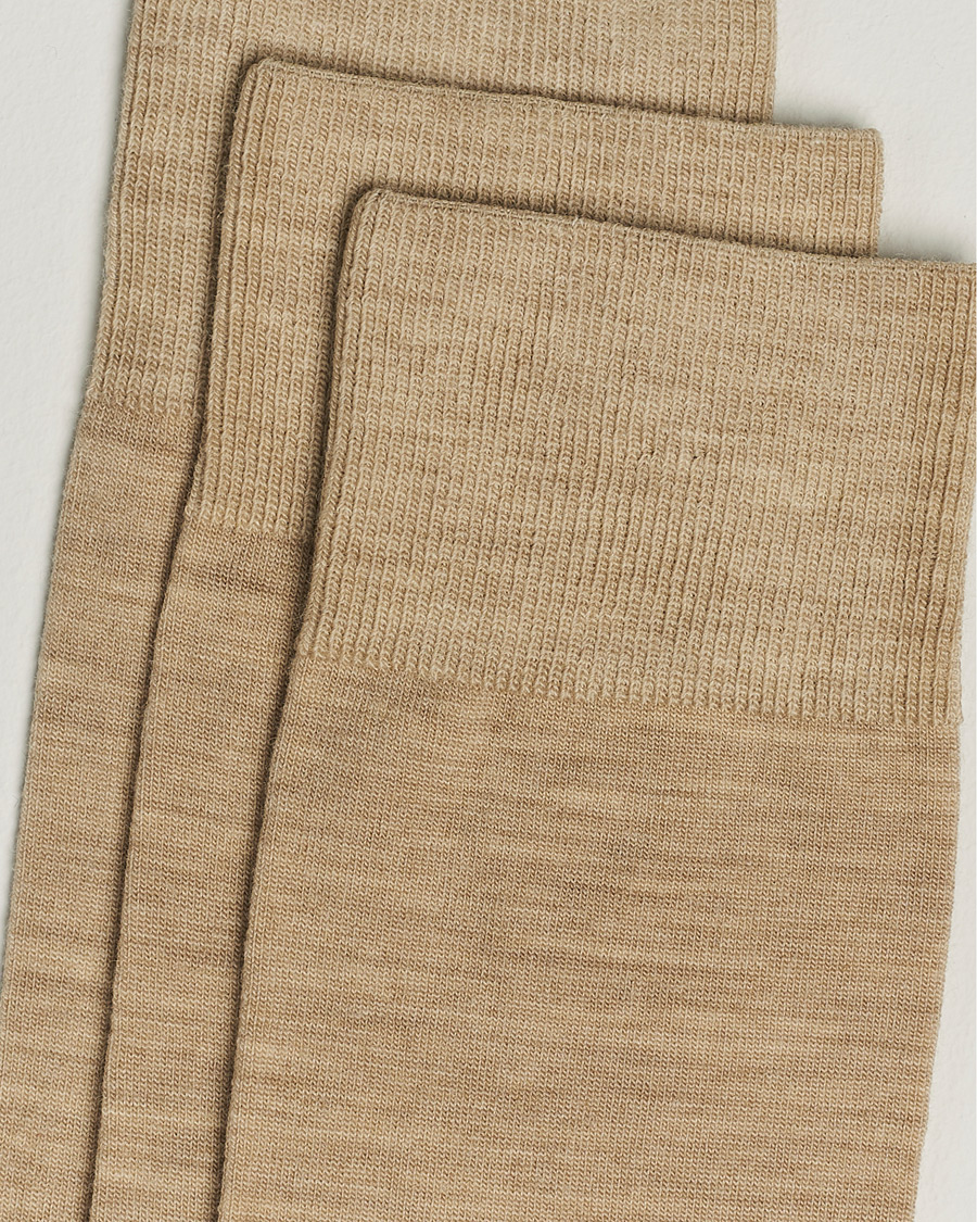 Herren | Kleidung | Amanda Christensen | 3-Pack Icon Wool/Cotton Socks Sand