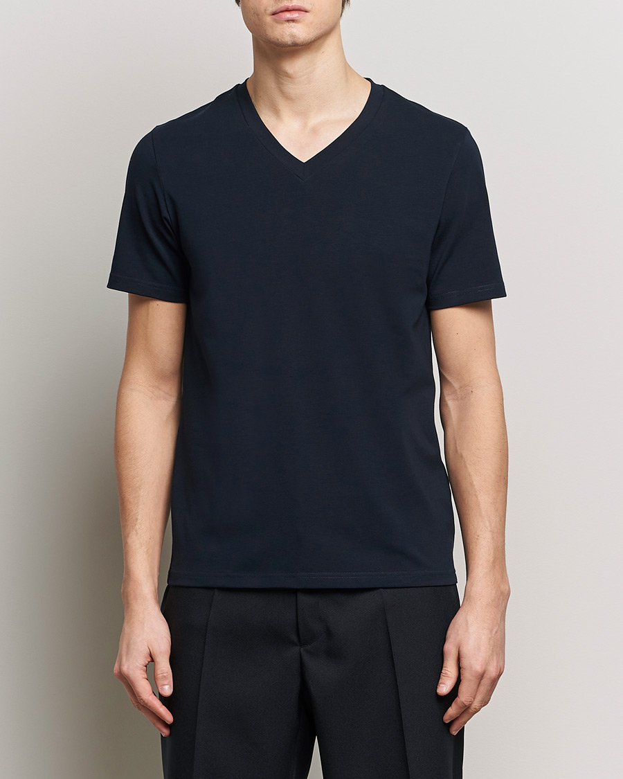 Herren | Kurzarm T-Shirt | Filippa K | Organic Cotton V-Neck T-Shirt Navy