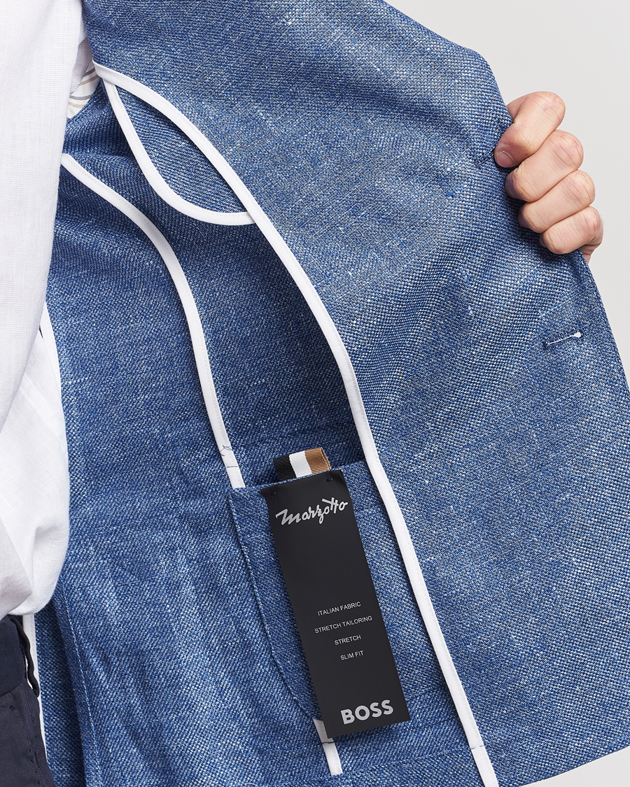 Herren | Sakkos | BOSS BLACK | Hanry Linen Blazer Medium Blue