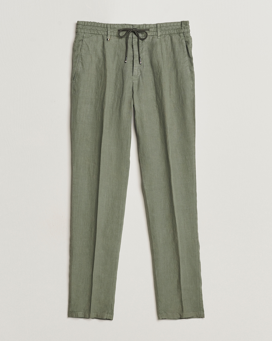 Herren | Hosen | BOSS BLACK | Genius Slim Fit Linen Pants Open Green