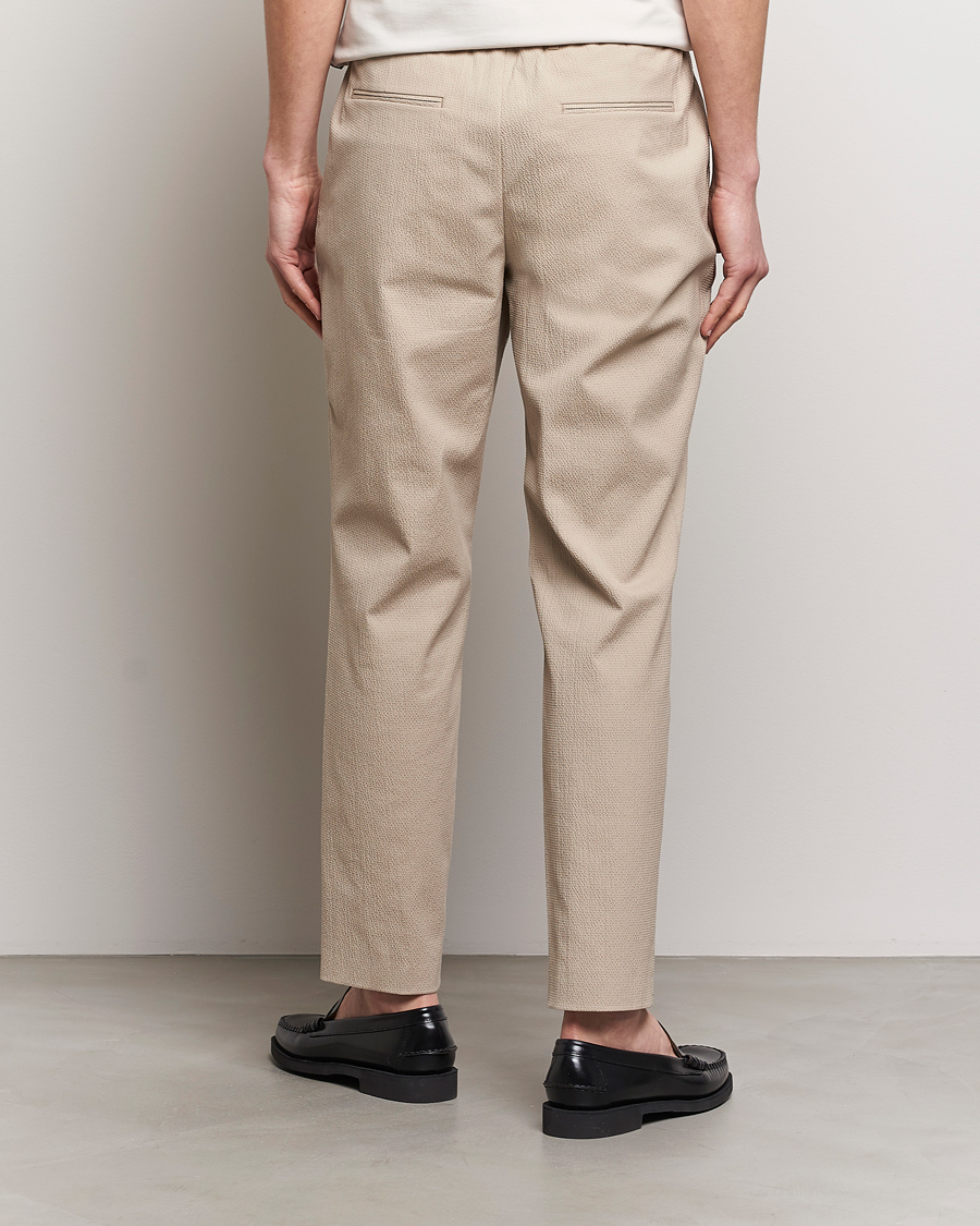Herren | Hosen | BOSS BLACK | Perin Cotton Seersucker Pants Dark Beige