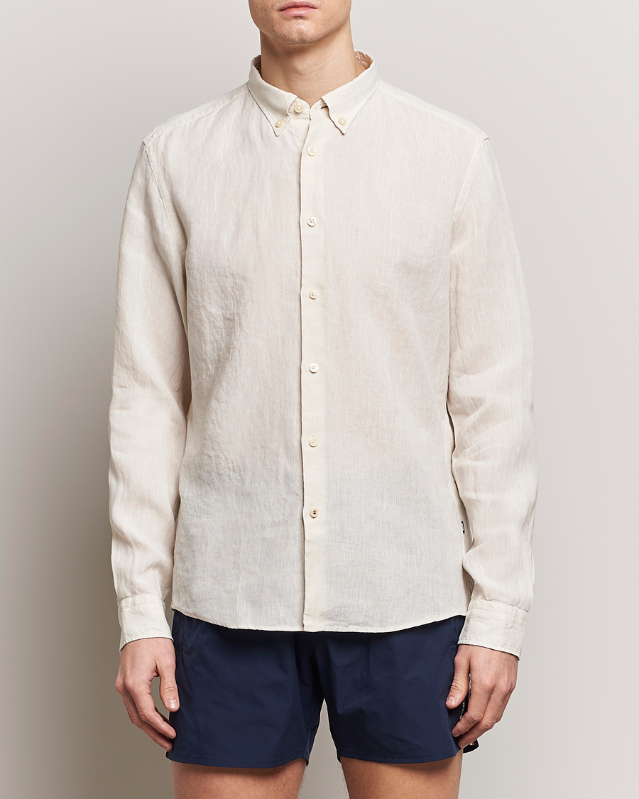 Herren | Leinenhemden | BOSS BLACK | Liam Linen Shirt Open White