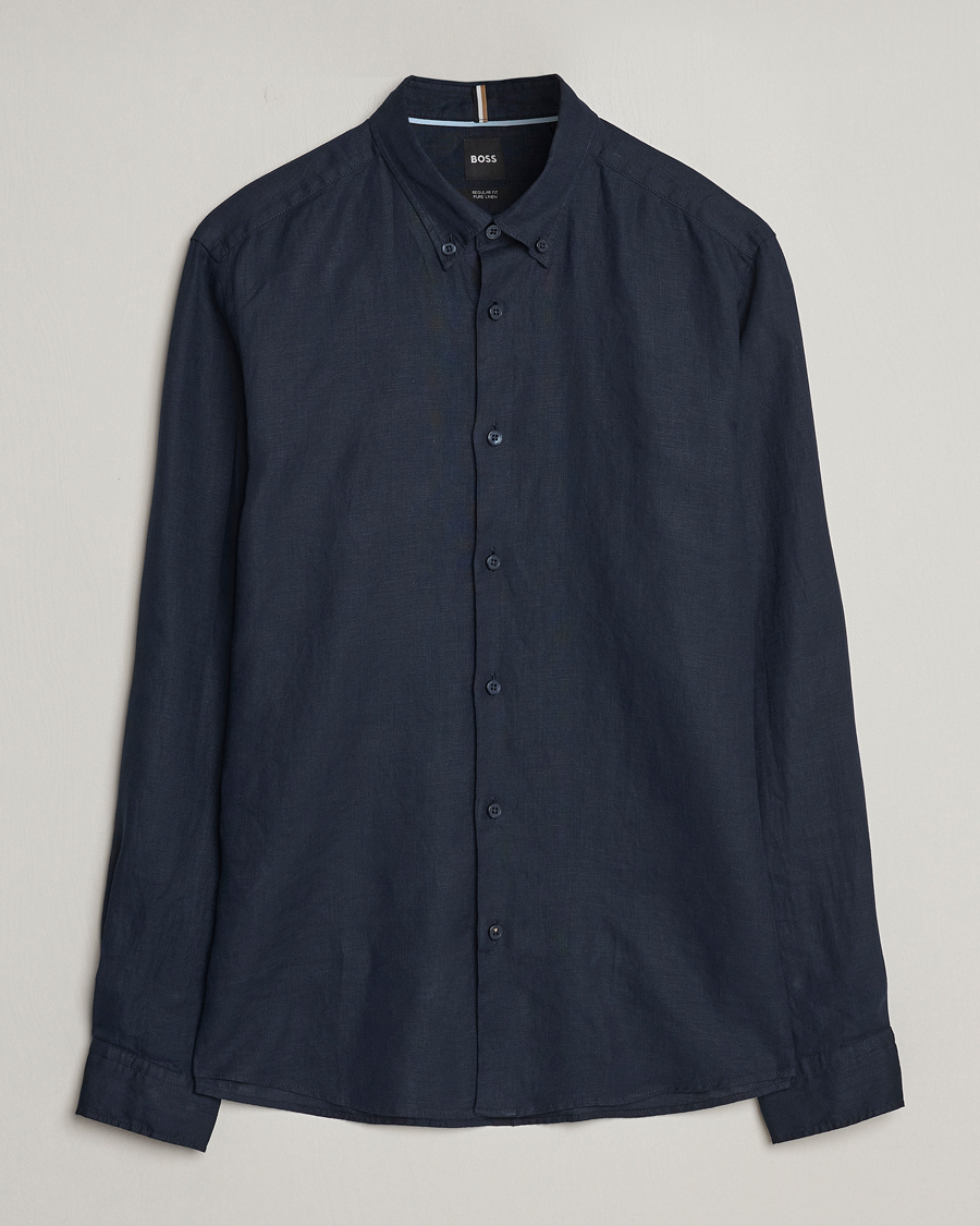 Herren | Hemden | BOSS BLACK | Liam Linen Shirt Dark Blue