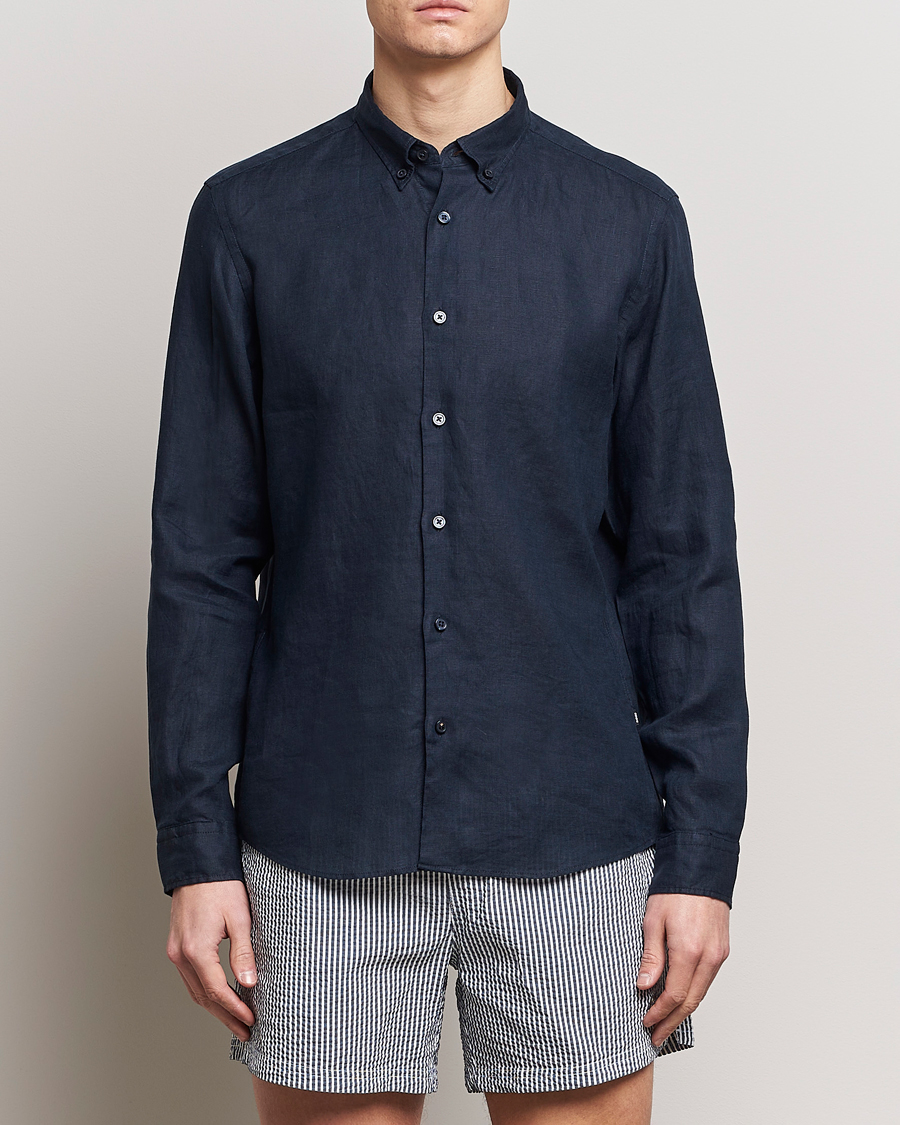 Herren | Kategorie | BOSS BLACK | Liam Linen Shirt Dark Blue