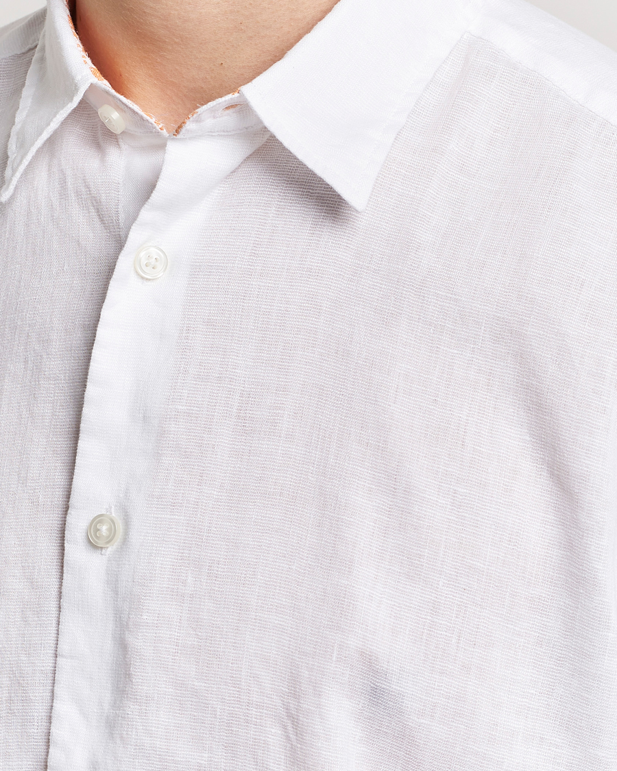 Herren | Hemden | BOSS BLACK | Liam Short Sleeve Linen Shirt White