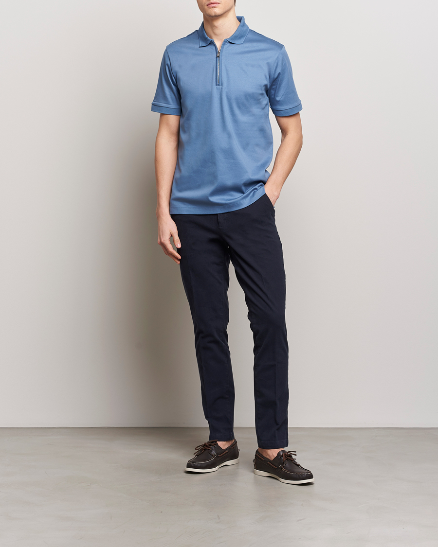 Herren | Poloshirts | BOSS BLACK | Polston Half Zip Polo Light Blue