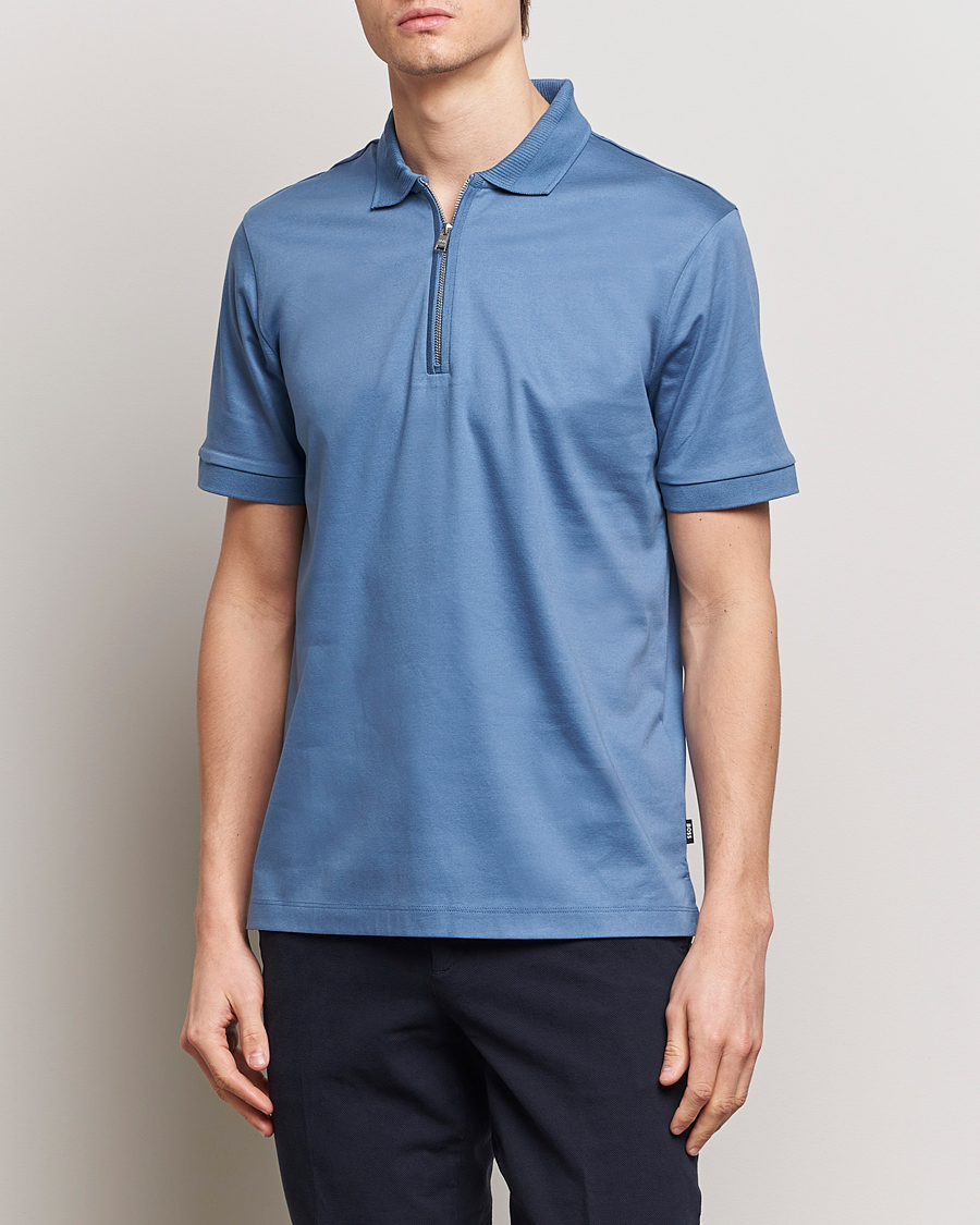 Herren | Poloshirts | BOSS BLACK | Polston Half Zip Polo Light Blue