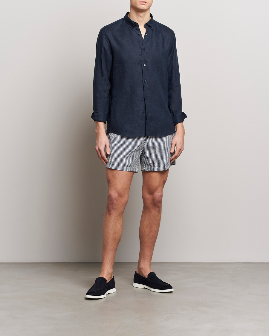 Herren | Badehosen | BOSS BLACK | Velvetfish Seersucker Swimshorts Navy