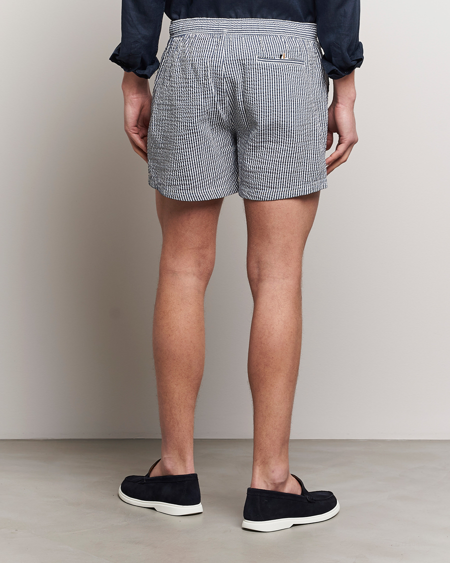 Herren | Badehosen | BOSS BLACK | Velvetfish Seersucker Swimshorts Navy